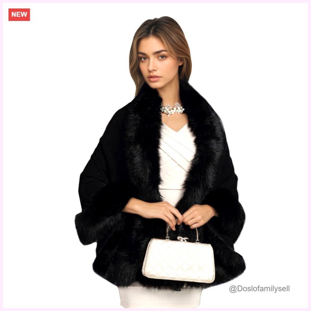 Luxury Faux Fur Shawl Wrap Cape for Weddings Evening Dresses